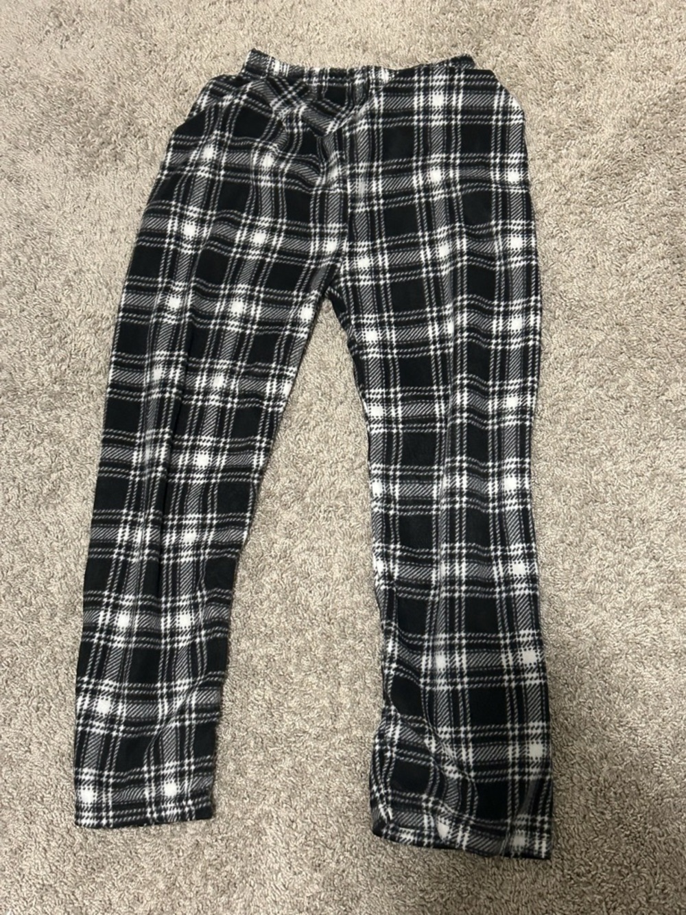 Kids Black & White Plaid Jogger Pants